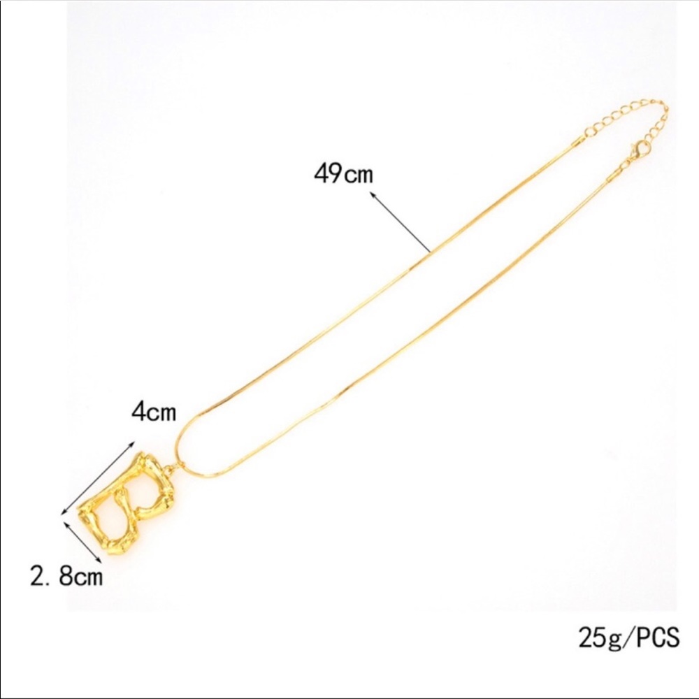 NEW GOLD BAMBOO INITIAL STATEMENT NECKLACE - Picture 6 of 8